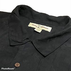 Tommy Bahama Mens 3XLT Short Sleeve Button Down Hawaiian Shirt Black 100% Silk